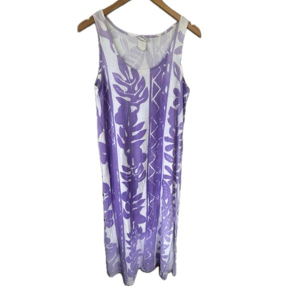 Tav Pacific Artisanal Dip Dyed Traditional French Polynesia Tapestry Midi Dress - Picture 1 of 9